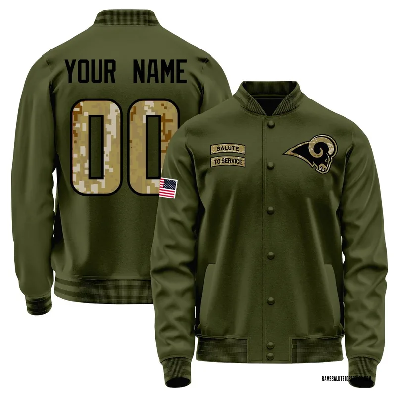 Men's Custom Los Angeles Rams Olive Salute to Service Sideline Performance Jacket