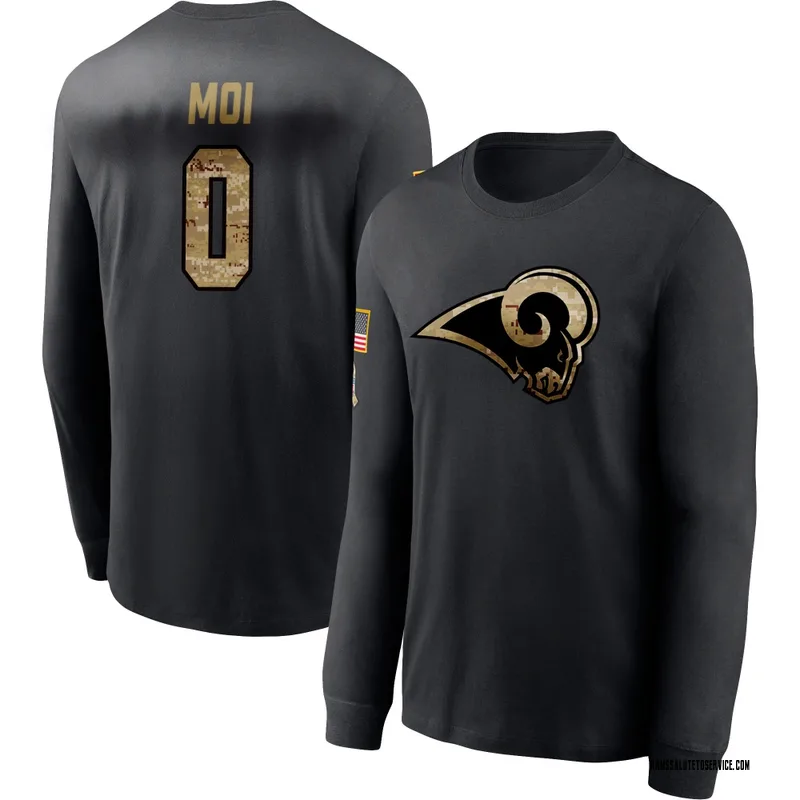 Men's Jaxson Moi Los Angeles Rams Black 2020 Salute To Service Sideline Performance Long Sleeve T-Shirt