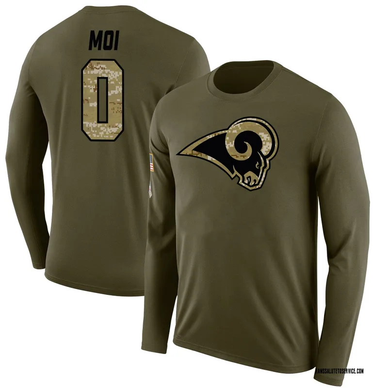 Men's Jaxson Moi Los Angeles Rams Legend Olive Salute to Service Sideline Long Sleeve T-Shirt