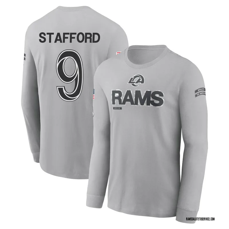 Men's Matthew Stafford Los Angeles Rams Gray 2024 Salute to Service Long Sleeve T-Shirt