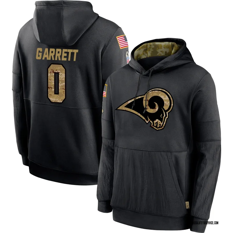 Men's Myles Garrett Los Angeles Rams Black 2020 Salute to Service Sideline Performance Pullover Hoodie
