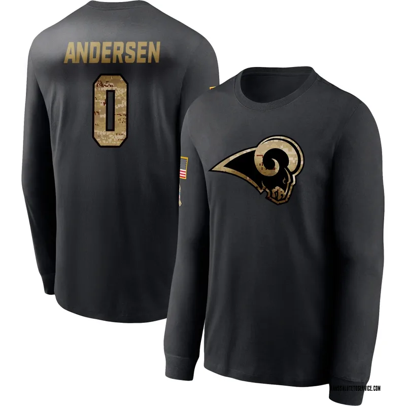 Men's Nick Andersen Los Angeles Rams Black 2020 Salute To Service Sideline Performance Long Sleeve T-Shirt