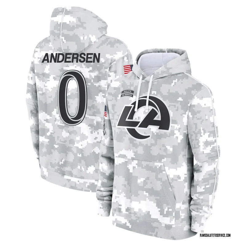 Men's Nick Andersen Los Angeles Rams Camo Arctic 2024 Salute to Service Club Fleece Pullover Hoodie
