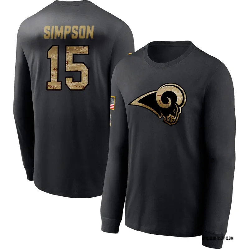 Men's Ty Simpson Los Angeles Rams Black 2020 Salute To Service Sideline Performance Long Sleeve T-Shirt