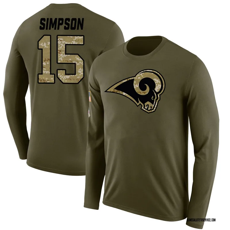 Men's Ty Simpson Los Angeles Rams Legend Olive Salute to Service Sideline Long Sleeve T-Shirt
