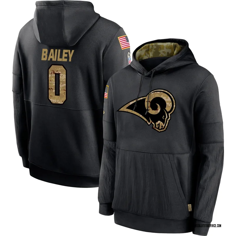 Men's Wesley Bailey Los Angeles Rams Black 2020 Salute to Service Sideline Performance Pullover Hoodie