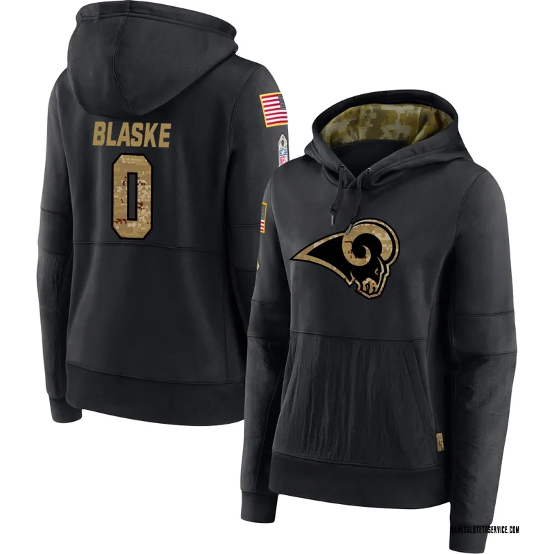 Women's Austin Blaske Los Angeles Rams Black 2020 Salute to Service Sideline Performance Pullover Hoodie