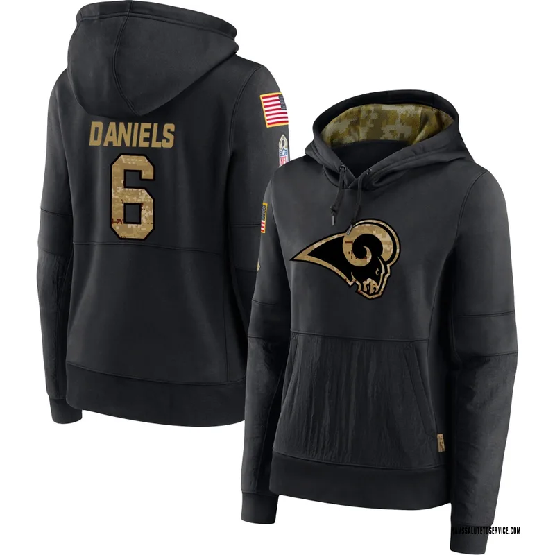 Women's CJ Daniels Los Angeles Rams Black 2020 Salute to Service Sideline Performance Pullover Hoodie