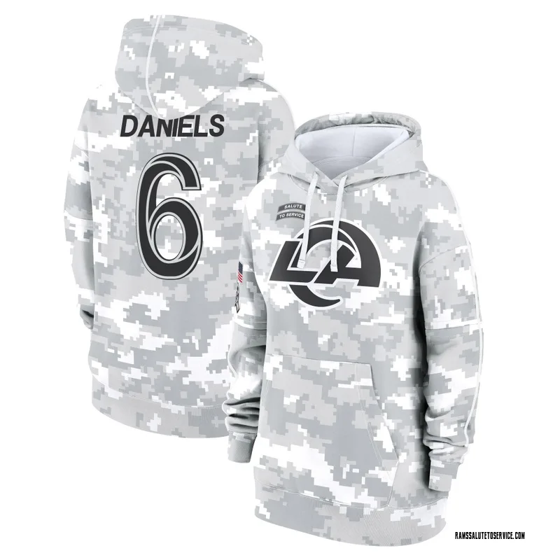 Women's CJ Daniels Los Angeles Rams Camo Arctic 2024 Salute to Service Club Fleece Pullover Hoodie