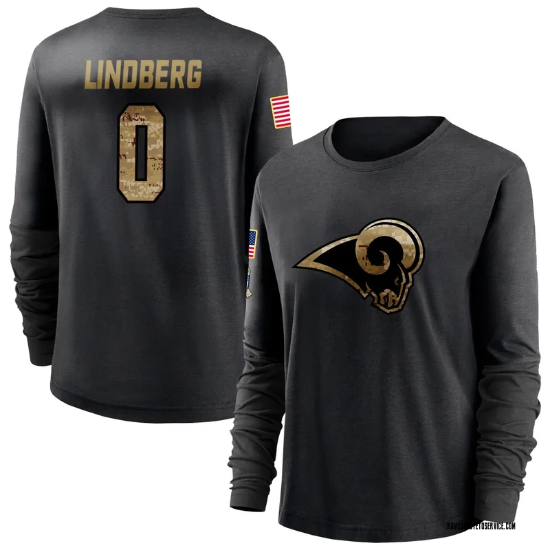 Women's Chad Lindberg Los Angeles Rams Black 2020 Salute To Service Sideline Performance Long Sleeve T-Shirt