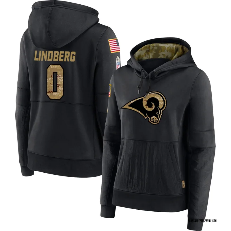 Women's Chad Lindberg Los Angeles Rams Black 2020 Salute to Service Sideline Performance Pullover Hoodie
