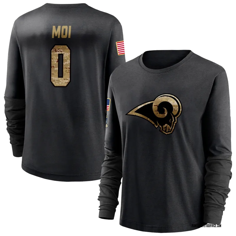 Women's Jaxson Moi Los Angeles Rams Black 2020 Salute To Service Sideline Performance Long Sleeve T-Shirt