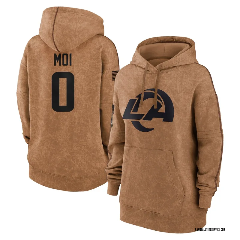 Women's Jaxson Moi Los Angeles Rams Brown 2023 Salute To Service Pullover Hoodie