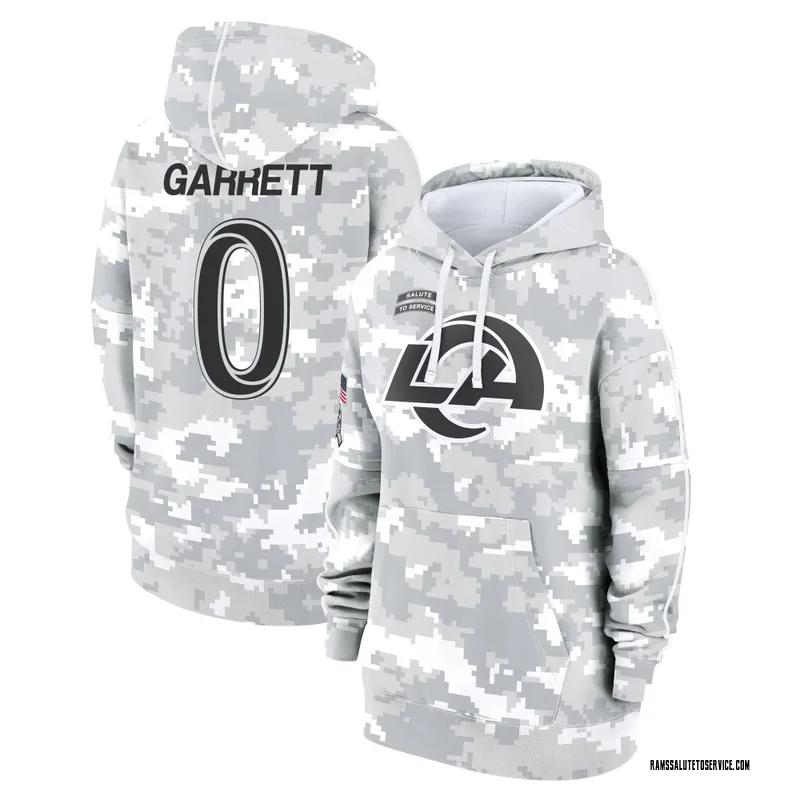 Women's Myles Garrett Los Angeles Rams Camo Arctic 2024 Salute to Service Club Fleece Pullover Hoodie