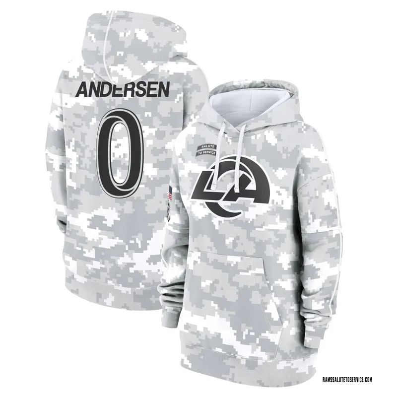Women's Nick Andersen Los Angeles Rams Camo Arctic 2024 Salute to Service Club Fleece Pullover Hoodie