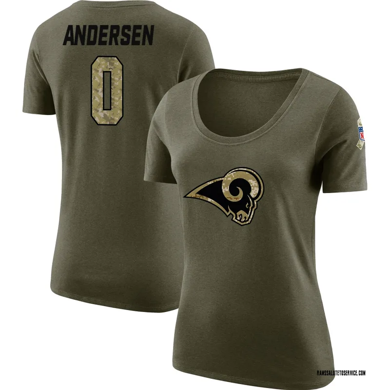 Women's Nick Andersen Los Angeles Rams Legend Olive Salute to Service Scoop Neck T-Shirt