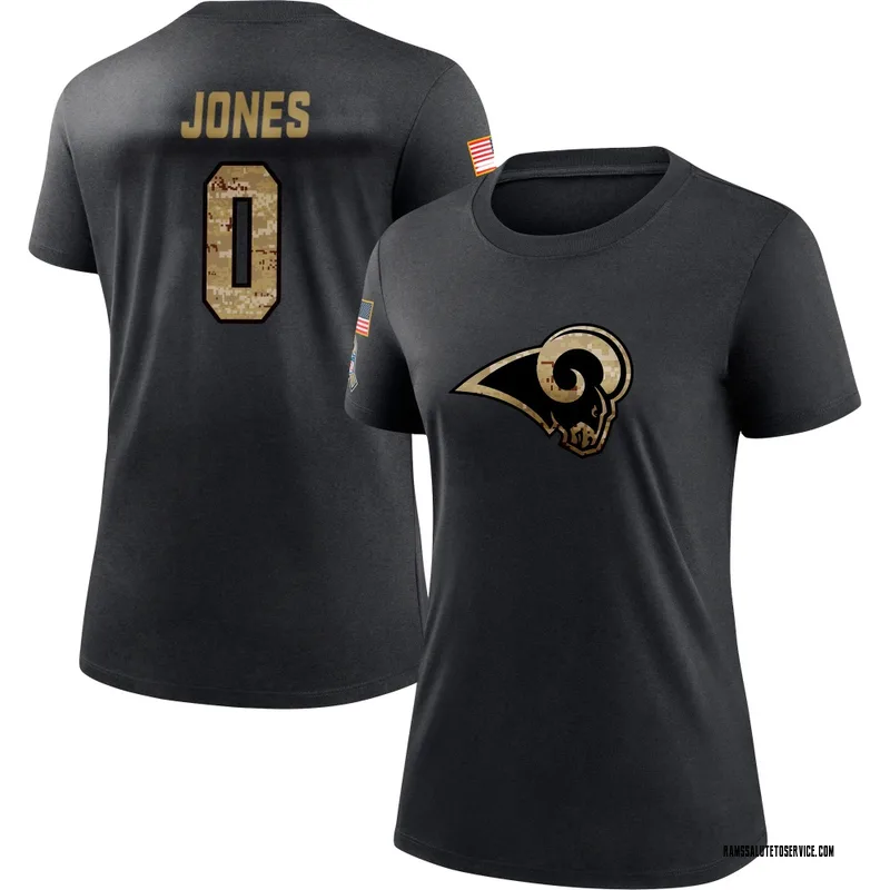Women's Rohan Jones Los Angeles Rams Black 2020 Salute To Service Performance T-Shirt