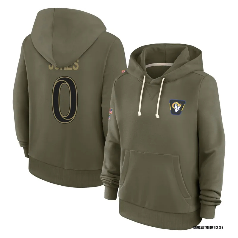 Women's Rohan Jones Los Angeles Rams Olive 2025 Salute to Service Hoodie