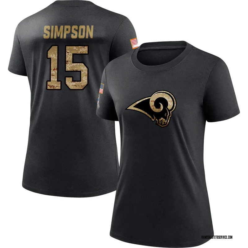Women's Ty Simpson Los Angeles Rams Black 2020 Salute To Service Performance T-Shirt
