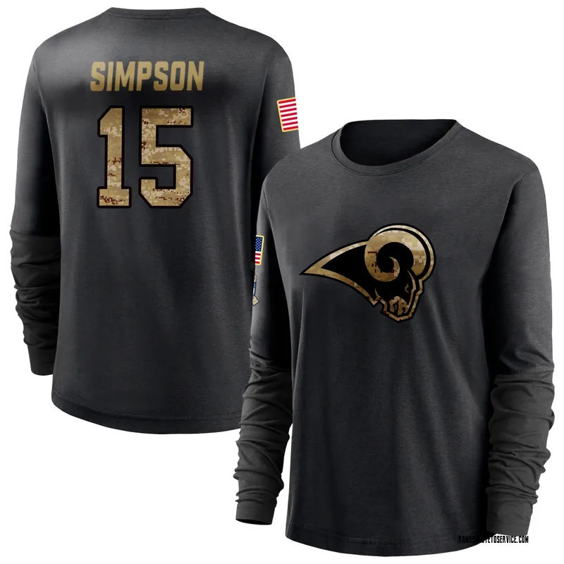 Women's Ty Simpson Los Angeles Rams Black 2020 Salute To Service Sideline Performance Long Sleeve T-Shirt
