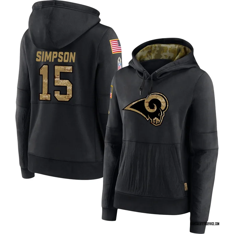 Women's Ty Simpson Los Angeles Rams Black 2020 Salute to Service Sideline Performance Pullover Hoodie