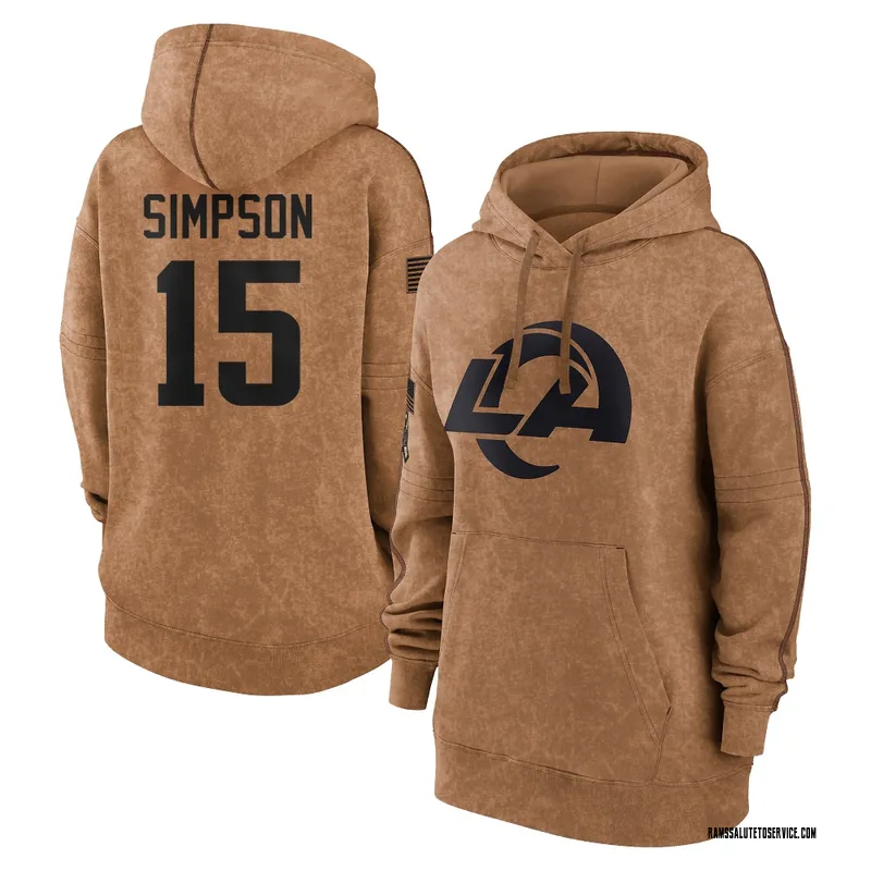 Women's Ty Simpson Los Angeles Rams Brown 2023 Salute To Service Pullover Hoodie