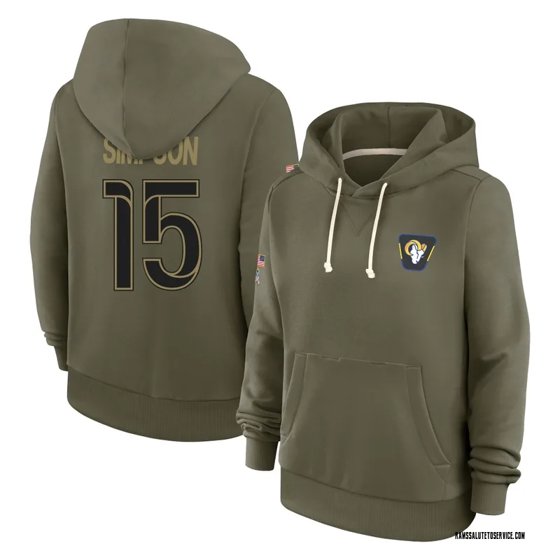Women's Ty Simpson Los Angeles Rams Olive 2025 Salute to Service Hoodie