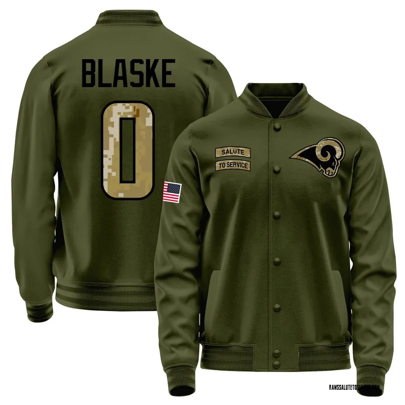 Youth Austin Blaske Los Angeles Rams Olive Salute to Service Sideline Performance Jacket
