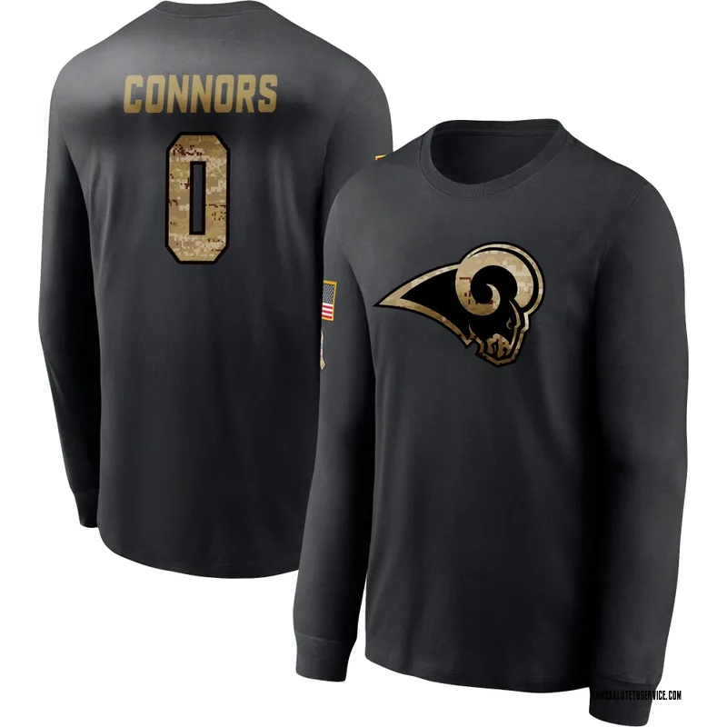 Youth Dean Connors Los Angeles Rams Black 2020 Salute To Service Sideline Performance Long Sleeve T-Shirt