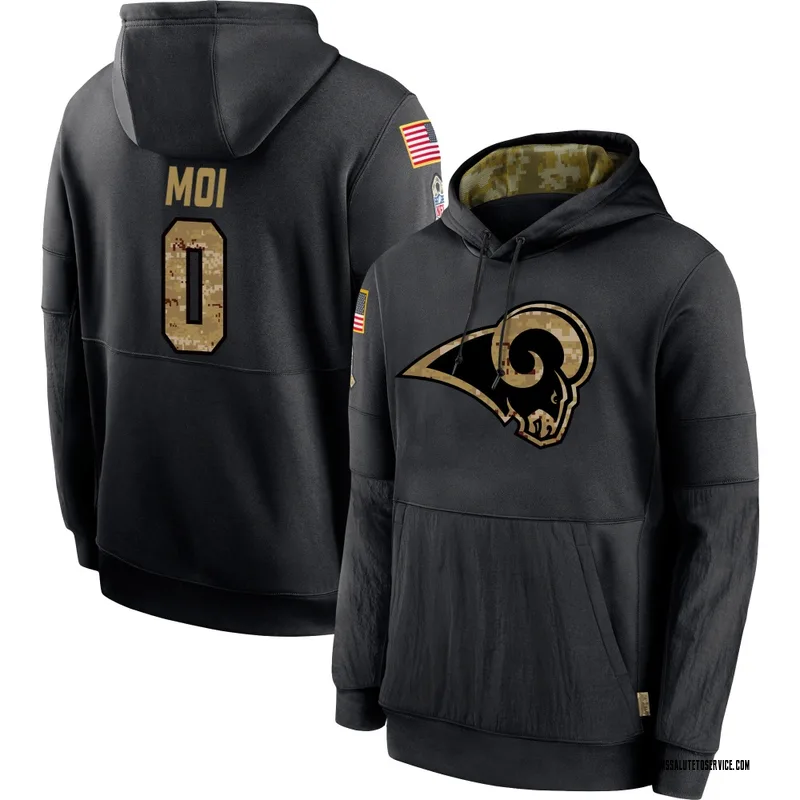 Youth Jaxson Moi Los Angeles Rams Black 2020 Salute to Service Sideline Performance Pullover Hoodie