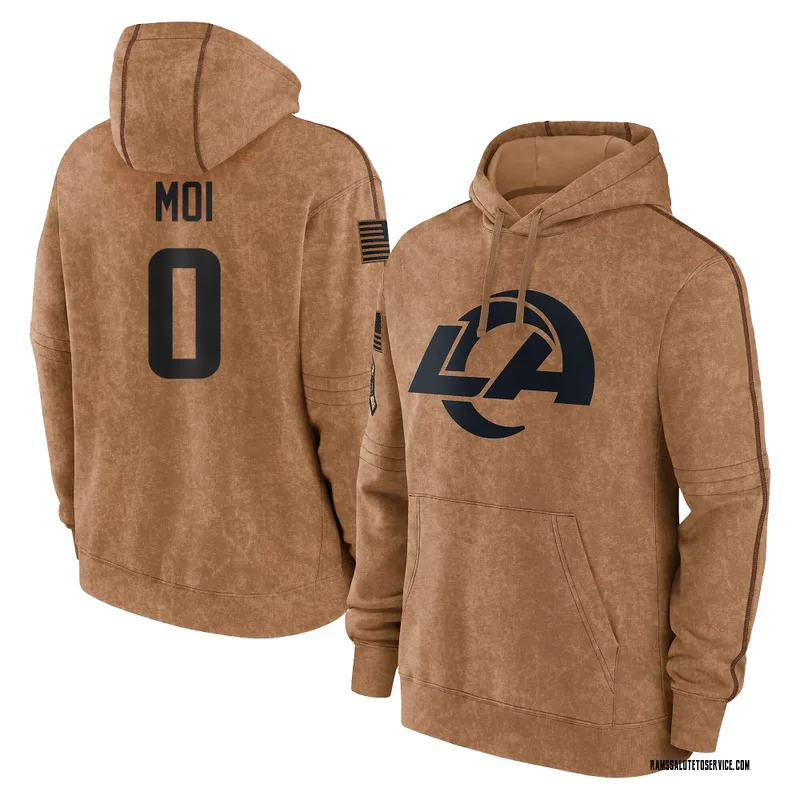 Youth Jaxson Moi Los Angeles Rams Brown 2023 Salute To Service Club Pullover Hoodie
