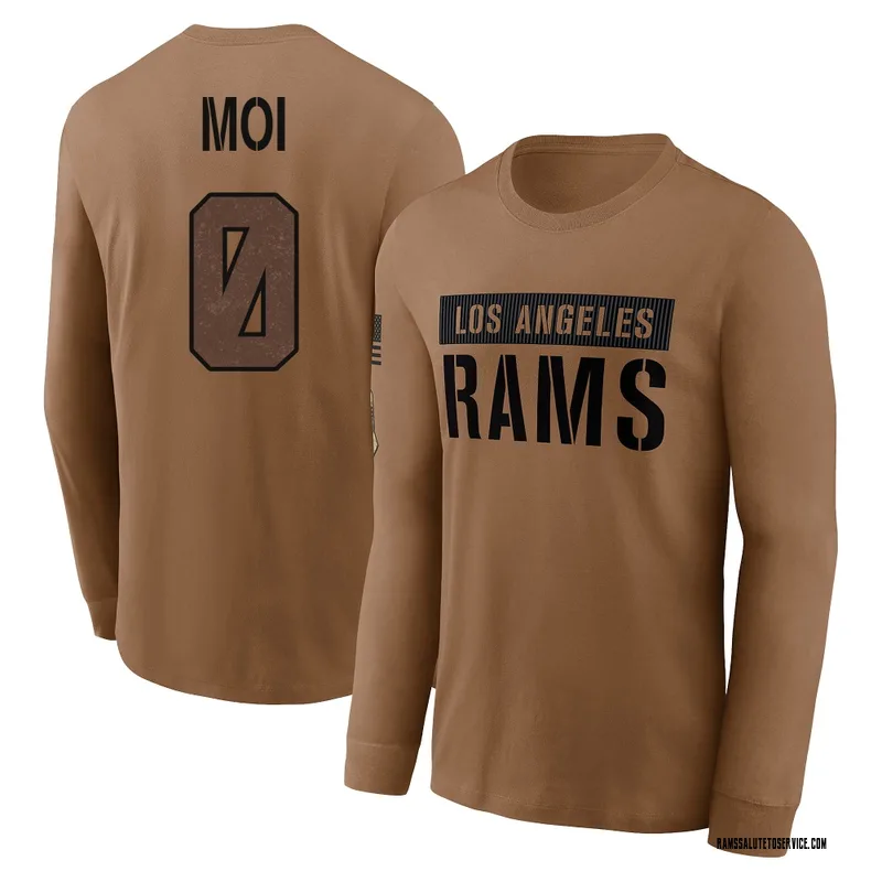 Youth Jaxson Moi Los Angeles Rams Brown 2023 Salute To Service Long Sleeve T-Shirt