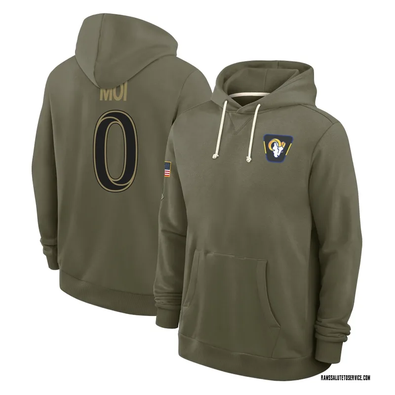 Youth Jaxson Moi Los Angeles Rams Olive 2025 Salute to Service Hoodie