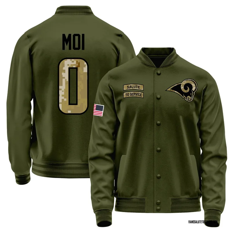 Youth Jaxson Moi Los Angeles Rams Olive Salute to Service Sideline Performance Jacket