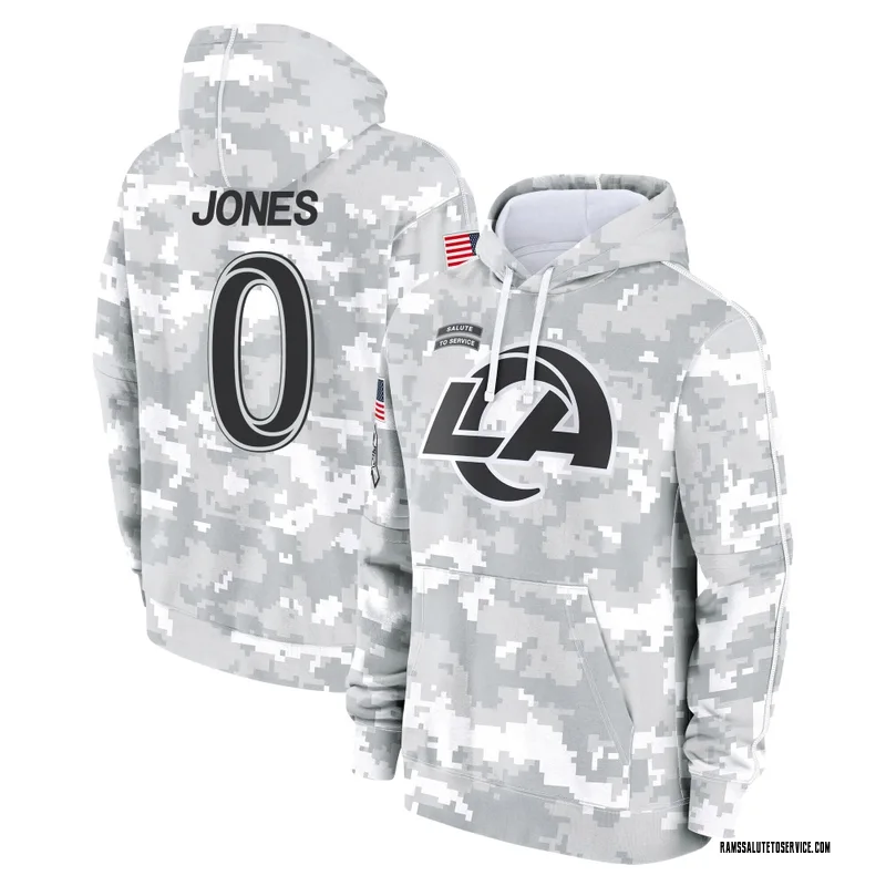 Youth Rohan Jones Los Angeles Rams Camo Arctic 2024 Salute to Service Club Fleece Pullover Hoodie