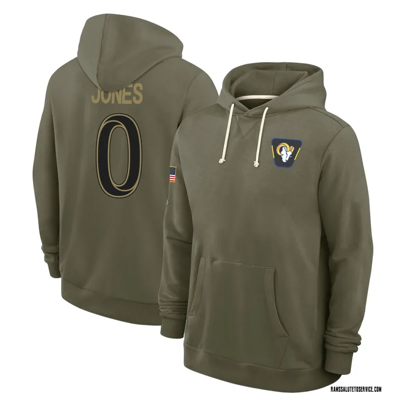 Youth Rohan Jones Los Angeles Rams Olive 2025 Salute to Service Hoodie