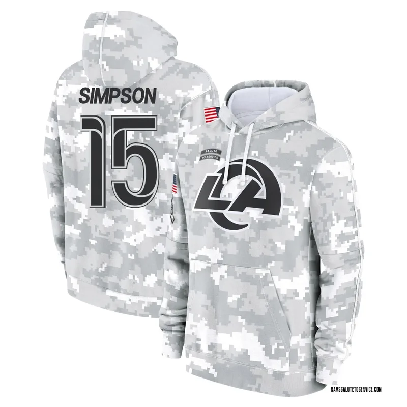 Youth Ty Simpson Los Angeles Rams Camo Arctic 2024 Salute to Service Club Fleece Pullover Hoodie